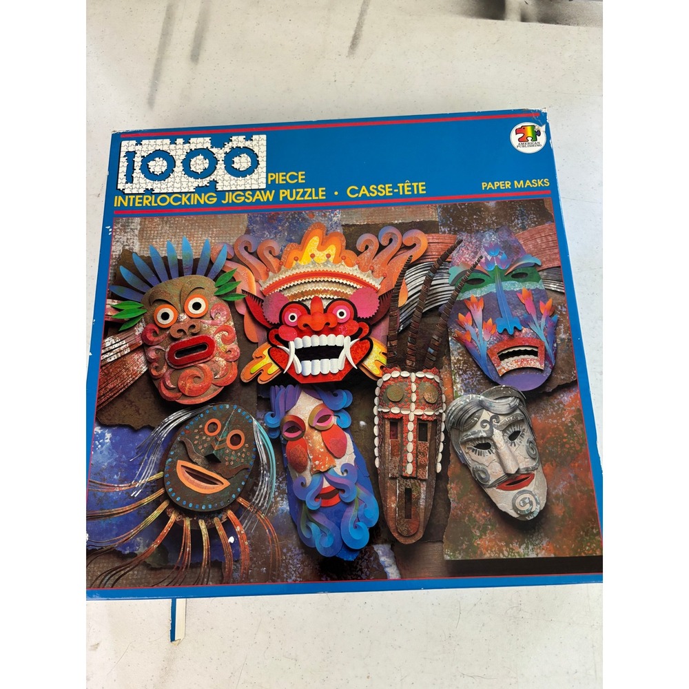 Vintage 1990 Paper Masks Leo Monahan 1000 Piece Jigsaw Puzzle Complete